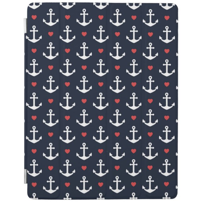 Hearts And Anchors Pattern iPad Smart Cover (Front)