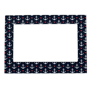 Hearts And Anchors Pattern Magnetic Photo Frame