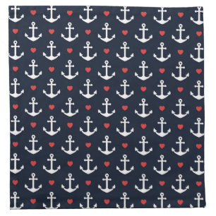 Hearts And Anchors Pattern Napkin