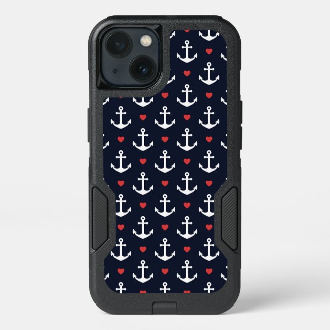 Hearts And Anchors Pattern Otterbox iPhone Case (Back)