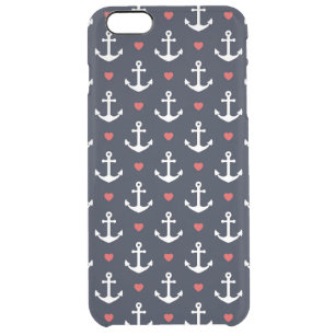 Hearts And Anchors Pattern Clear iPhone 6 Plus Case