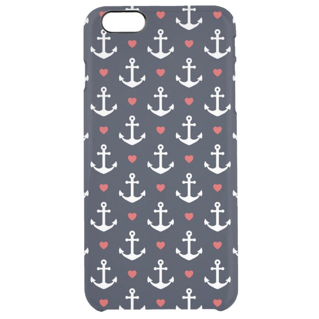 Hearts And Anchors Pattern Uncommon iPhone Case (Back)