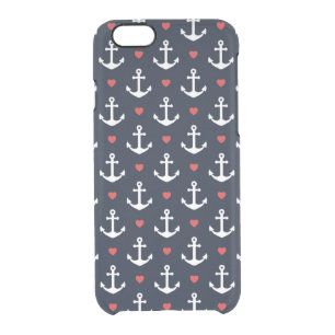 Hearts And Anchors Pattern Clear iPhone 6/6S Case