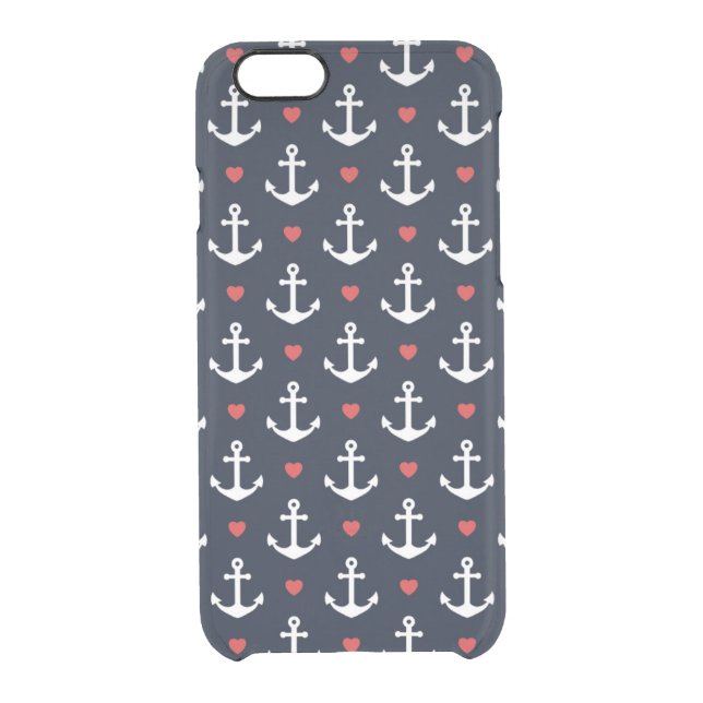 Hearts And Anchors Pattern Uncommon iPhone Case (Back)