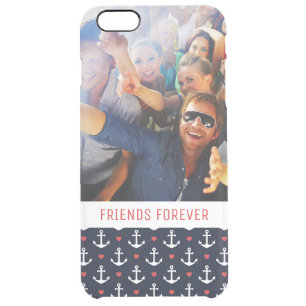 Hearts And Anchors Pattern   Your Photo & Text Clear iPhone 6 Plus Case