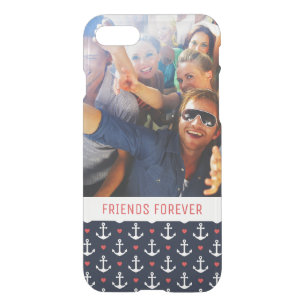 Hearts And Anchors Pattern Your Photo & Text iPhone SE/8/7 Case