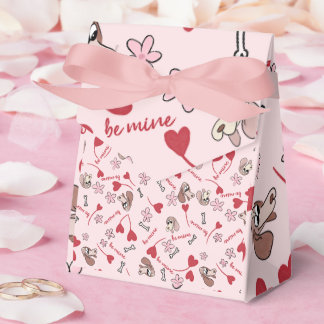 Hearts and Basset Hounds Pattern Design Favor Boxes