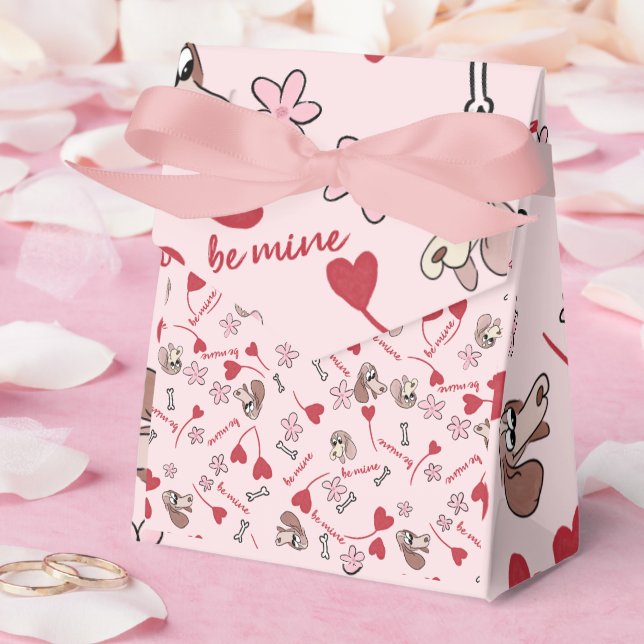 Hearts and Basset Hounds Pattern Design Favor Boxes (Wedding)
