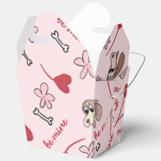 Hearts and Basset Hounds Pattern Design Favor Boxes