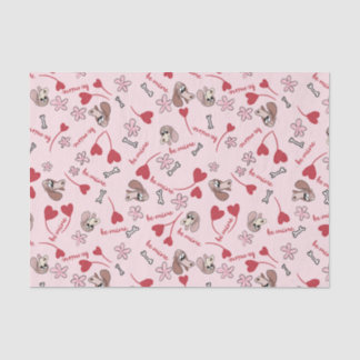 Hearts and Basset Hounds Pattern Design Tissue Paper
