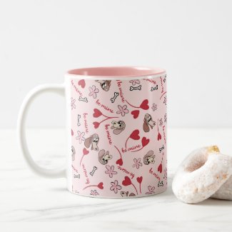 Hearts and Basset Hounds Pattern Design