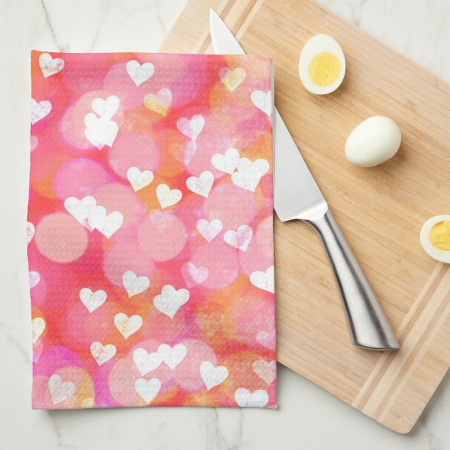 Hearts and Bokeh Kitchen Towel (Quarter Fold)