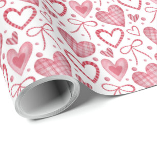 Hearts and Bows Pattern Wrapping Paper