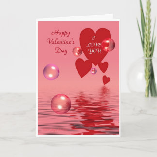 Hearts and Bubbles Valentines Day 2 Holiday Card