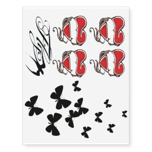 Hearts and butterflies tattoos