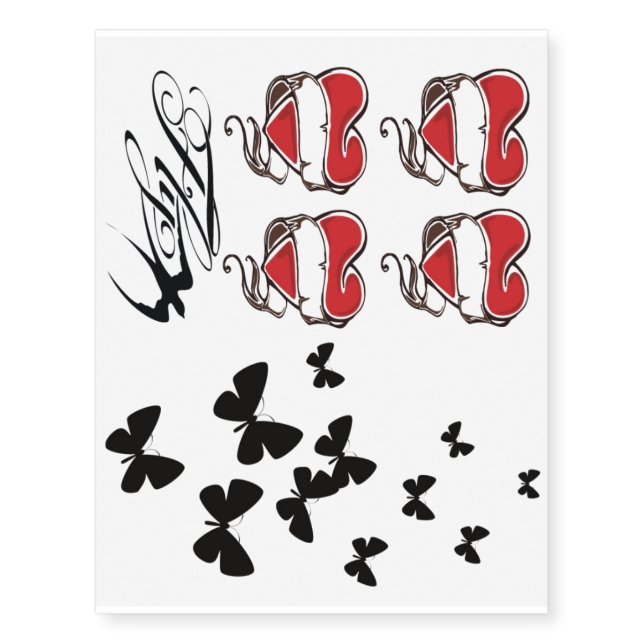 Hearts and butterflies tattoos (Front)
