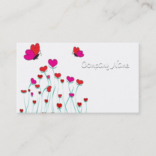 Hearts and Butterflies Valentine Love Business Card