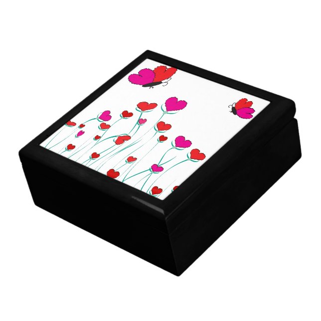 Hearts and Butterflies Valentine Love Keepsake Box (Side)