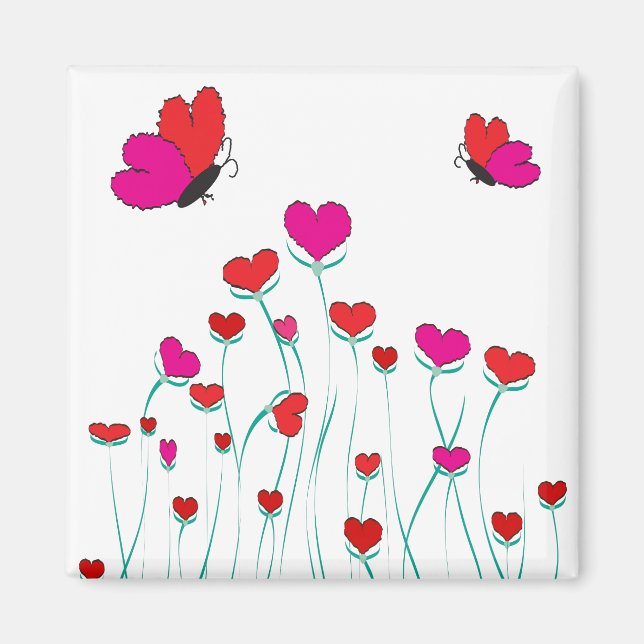 Hearts and Butterflies Valentine Love Magnet (Front)