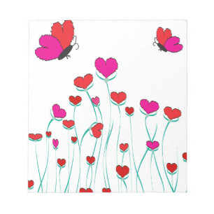 Hearts and Butterflies Valentine Love Notepad