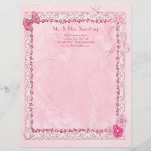 Hearts and butterflies Wedding letterhead paper