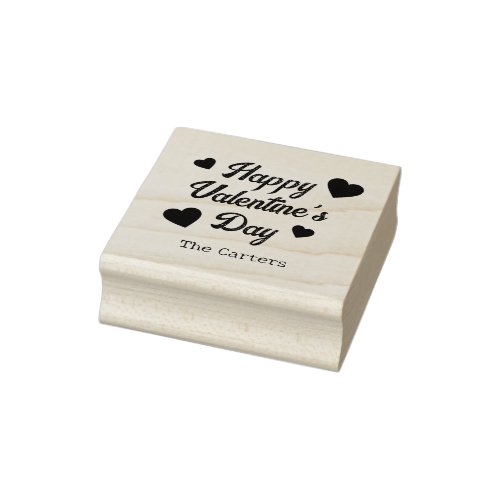 Hearts and Calligraphy Custom Name Valentine Rubber Stamp