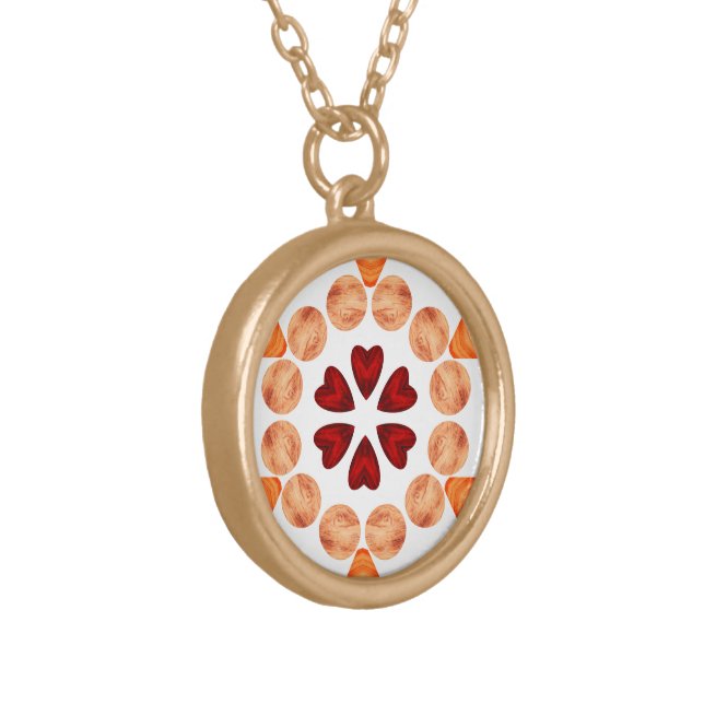 Hearts and circles in Kaleidoscope Gold Plated Necklace (Front Left)