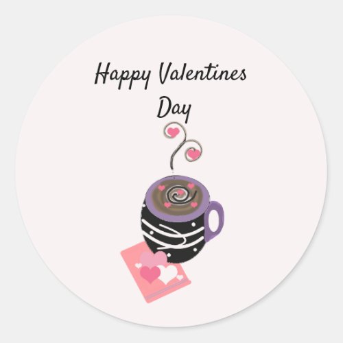 Hearts and Coffee Classic Round Sticker