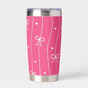 Hearts and Coquette Bows Pink Water Bottle Insulated Tumbler