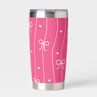 Hearts and Coquette Bows Pink Water Bottle Insulated Tumbler