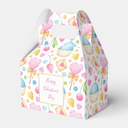 Hearts and Cupcakes Delightful Watercolor Pattern Favor Boxes