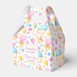 Hearts and Cupcakes Watercolor Pattern Birthday Favor Boxes