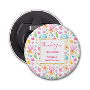 Hearts and Cupcakes Watercolor Pattern Party Favor Bottle Opener