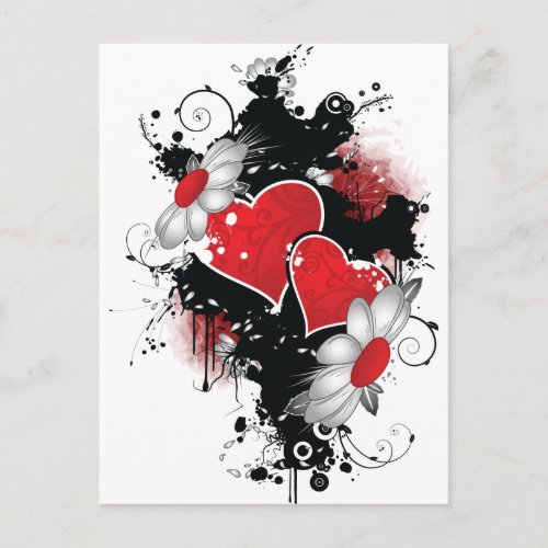 Hearts and Daisies Valentine Postcard