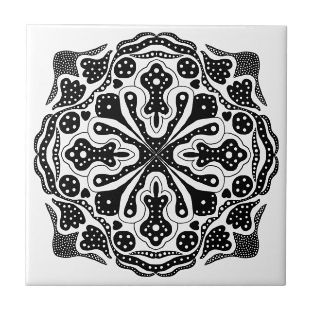 Hearts and Dots Ceramic Tile (Front)