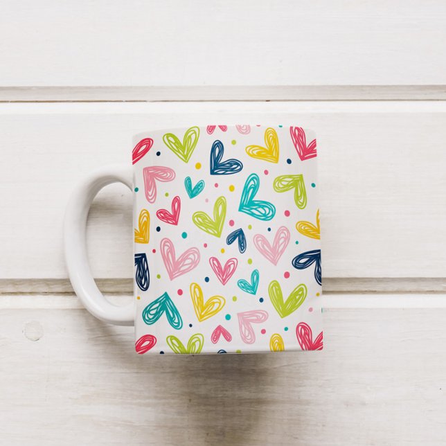  Hearts and dots in doodle style Coffee Mug (Creator Uploaded)