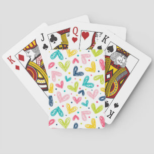 Hearts and dots in doodle style Poker Cards