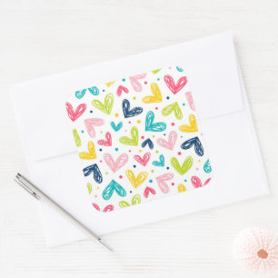  Hearts and dots in doodle style Square Sticker
