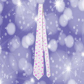 Hearts and Dots Pink Watercolor Palette Neck Tie