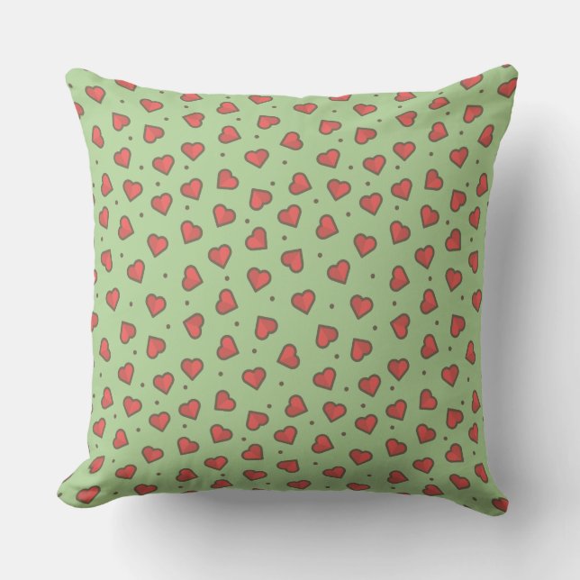 Hearts and Dots Throw Pillow (Front)