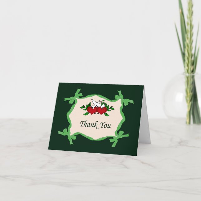 Hearts And Dove Thank You Card (Front)