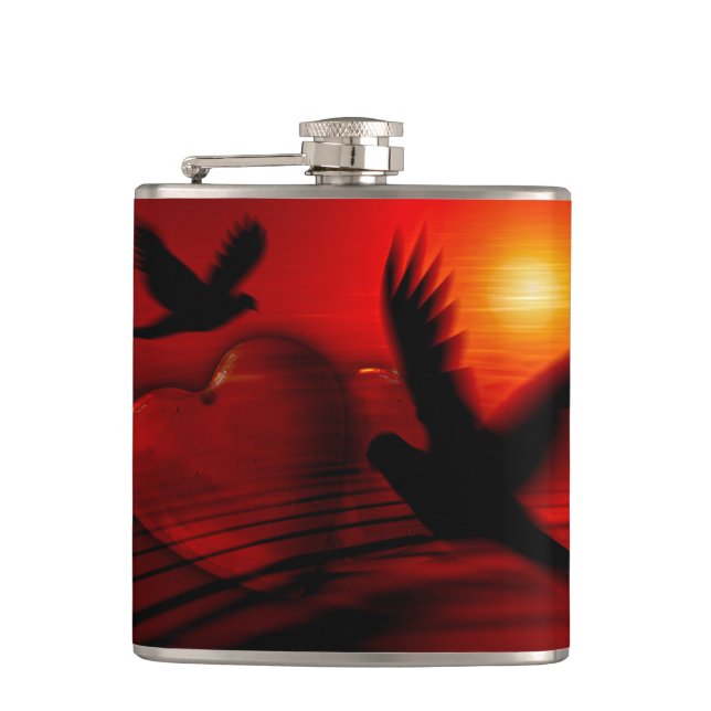 Hearts and Doves Flask (Front)