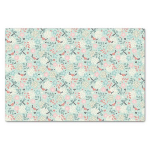 Hearts and Dragonflies Pretty Floral Tissue Paper