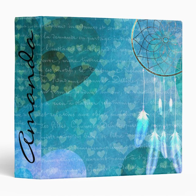 Hearts and Dream Catcher 3 Ring Binder (Front/Spine)