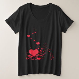 Hearts And Elegant Curling Flourishes Minimal Plus Size T-Shirt