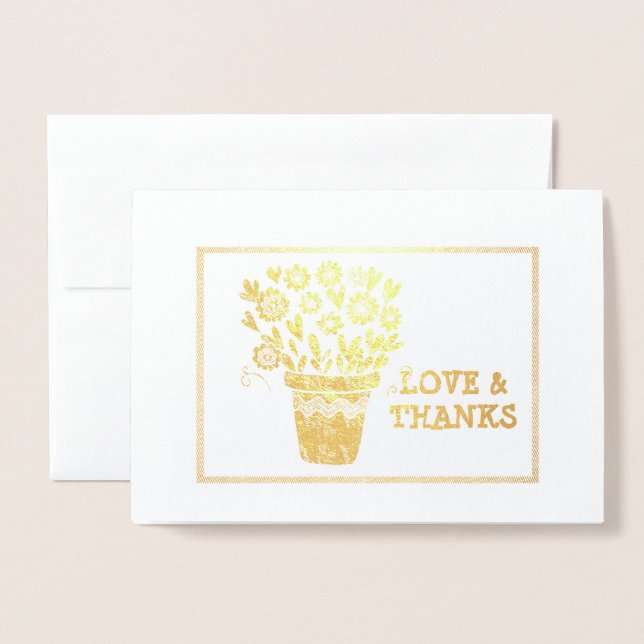 Hearts and Flowers Arrangement Framed Foil Card (Front With Envelope)