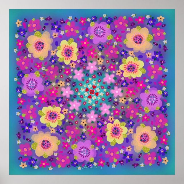 Hearts and Flowers Beautiful  Poster (Front)