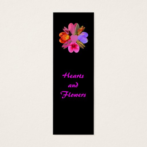 Customizable Hearts and Flowers, Bookmark Business Card Templates