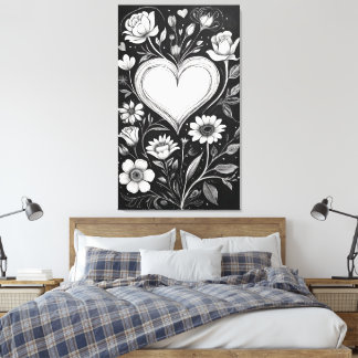 Hearts and flowers canvas print