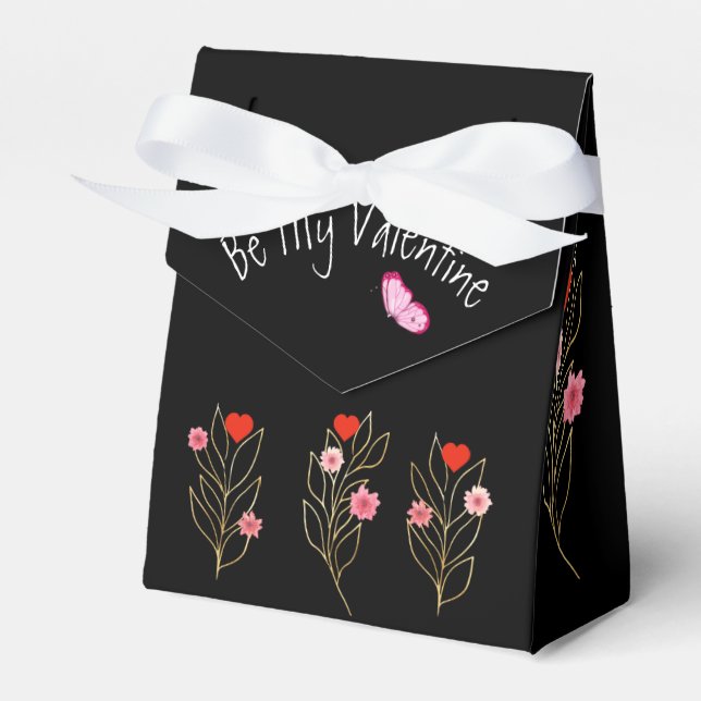 Hearts And Flowers Favor Boxes (Front Side)